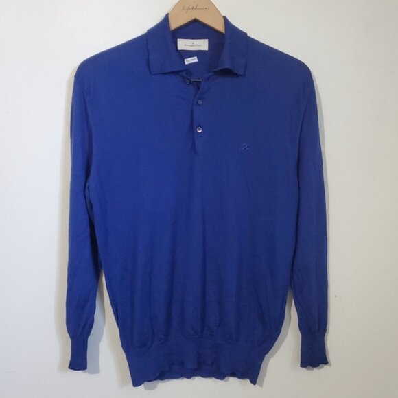 Ermenegildo Zegna Other - ERMENEGILDO ZEGNA Men's Small Luxe Cashmere Silk Sweater Knit Long Sleeve Polo